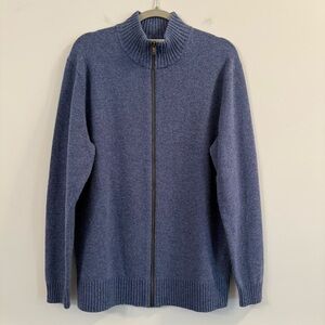 Men's WoolOvers blue Full-Zip Knit Sweater